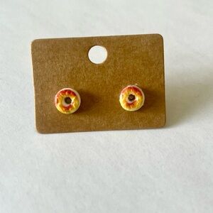 2/$15- Yellow and Brown Donut Stud Earrings Handmade